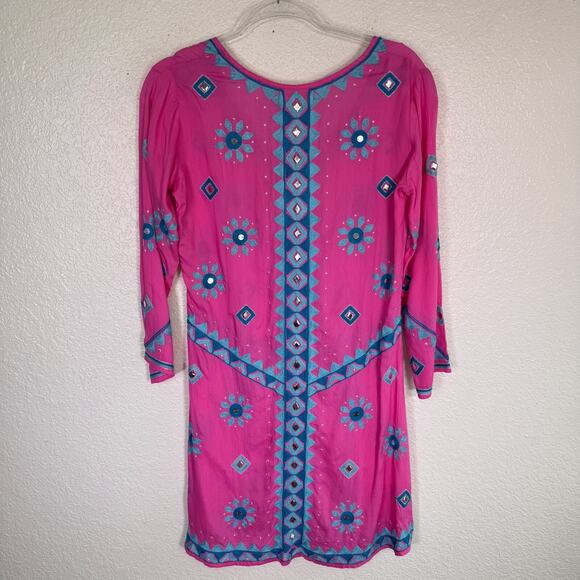 Pranella Dress Women Small Arabella Embroidered Boho Tunic Modal Bright NEW - Picture 2 of 12